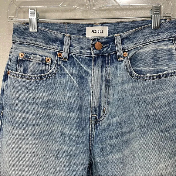 Pistola Light Wash High Rise Denim with Distressed Hem Size 26 - Picture 3 of 6